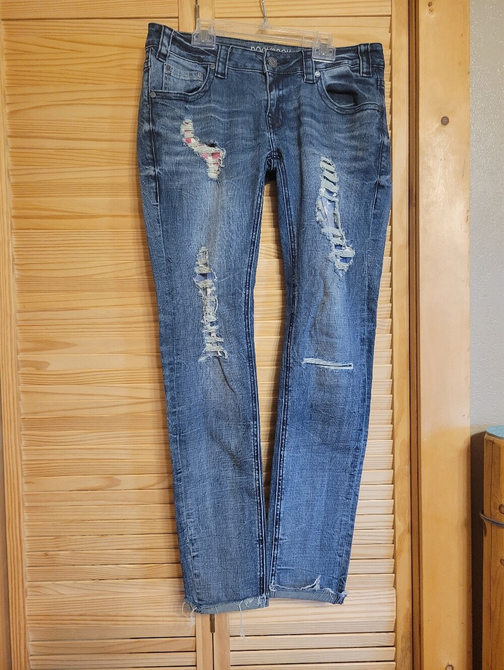 Rock & Roll Cowgirl Blue Denim Jeans American‎ Flag Pattern Women's 29x32